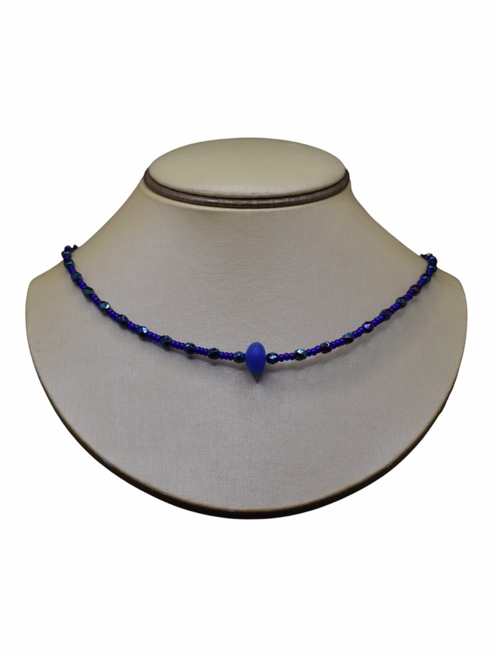 Handmade Blue Beaded Choker Necklace